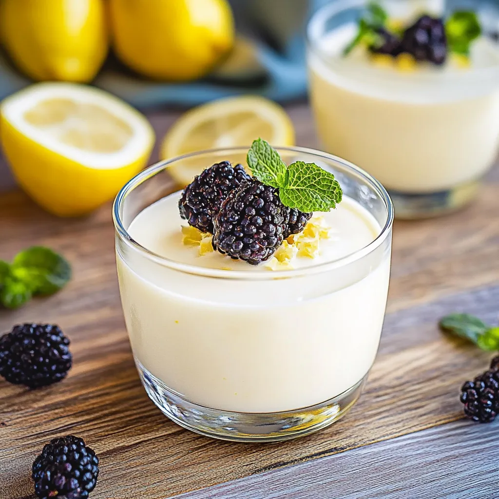 Un verre de yaourt avec un quartier de citron.