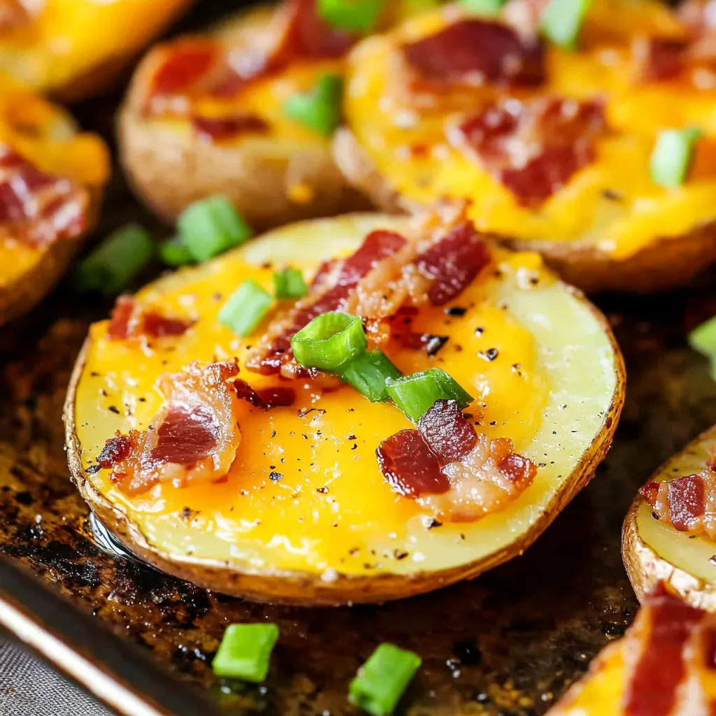 Pommes de terre enroulées de bacon sur une plaque cuisson.