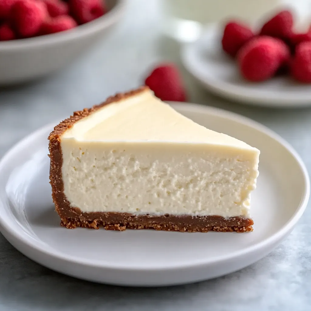 Part de cheesecake dans une assiette.