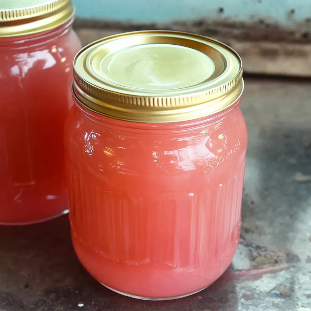 Deux pots de confiture rose.