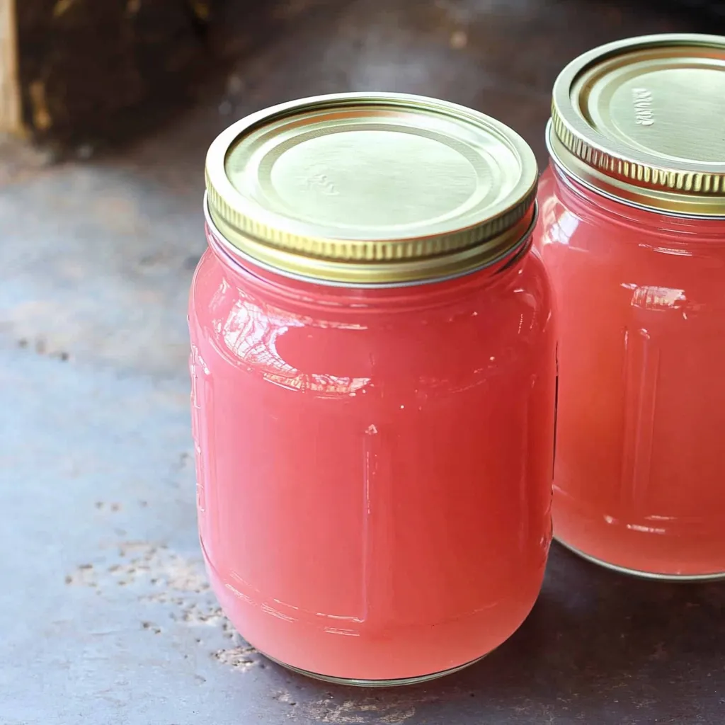 Deux pots de confiture rose.