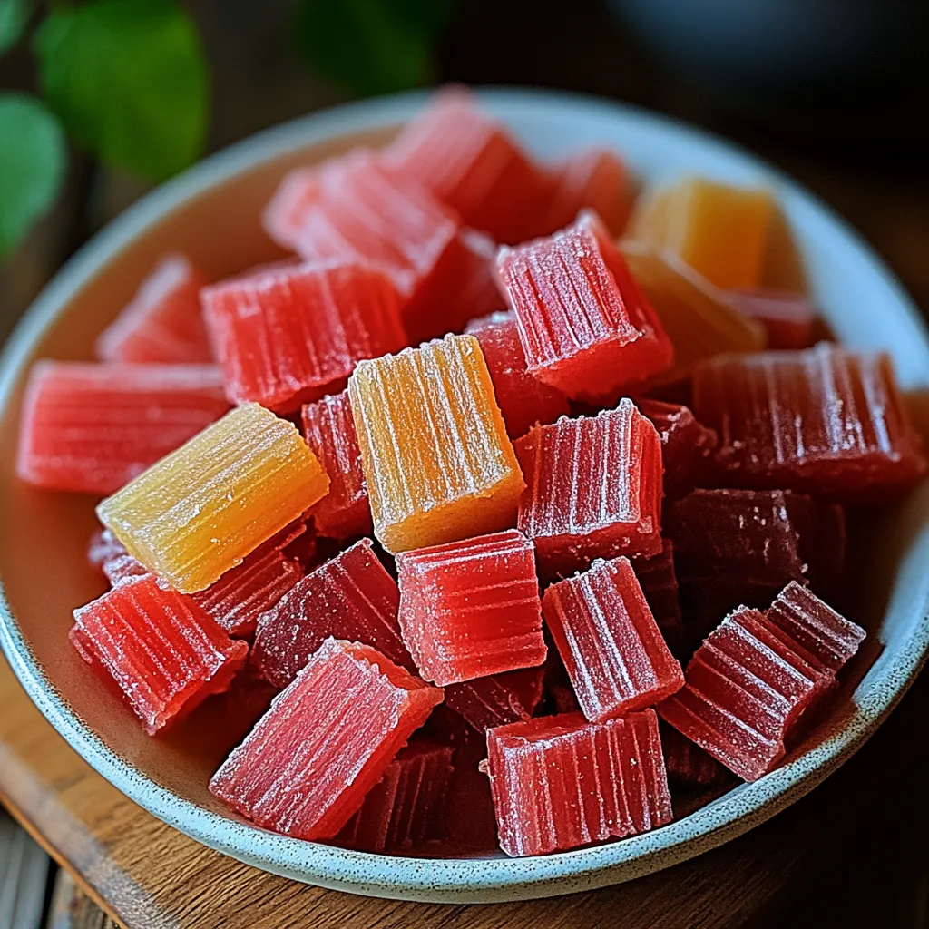 Un bol de friandises rouges et jaunes.