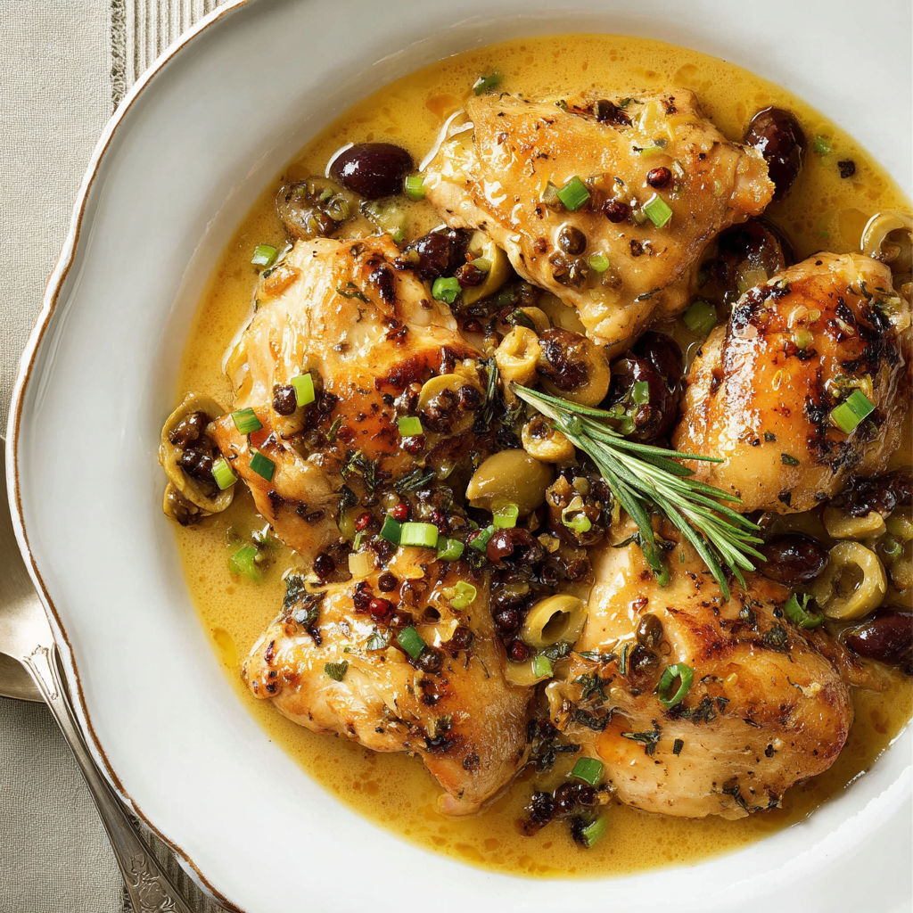 Bol de poulet doré avec des légumes et des herbes fraîches, prêt à déguster.