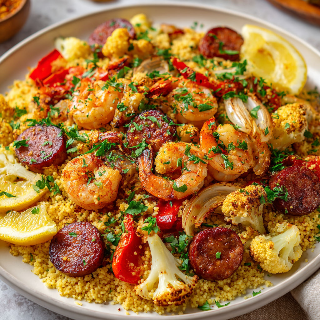 Salade de crevettes et légumes : tomates, oignons, épinards, servie sur plat en terre cuite.