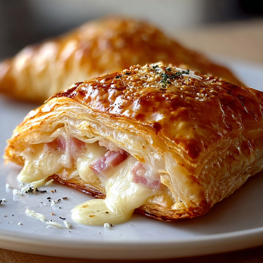 Une tarte salée bien dorée au fromage, parsemée d’herbes fraîches, sur le point d’être coupée.