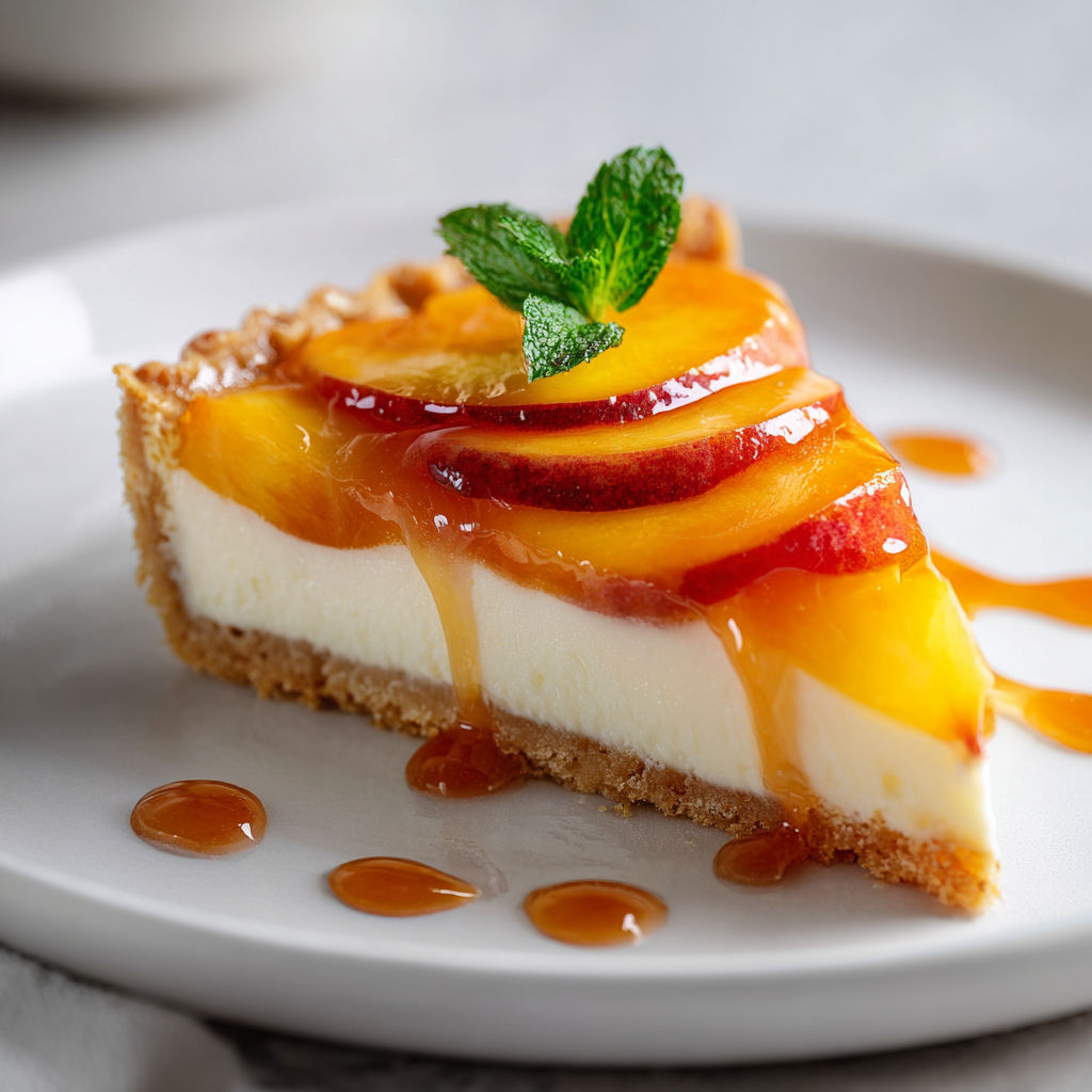 Une belle tarte aux fruits trône sur une assiette, entourée de fruits et d’herbes fraîches.