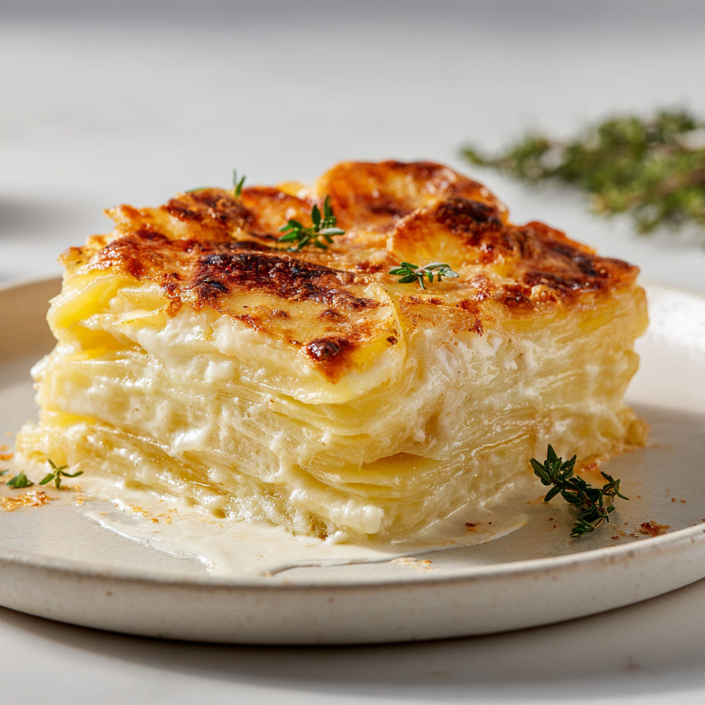 Une belle tarte au citron toute dorée, recouverte d’une sauce onctueuse et de fines herbes fraîches.