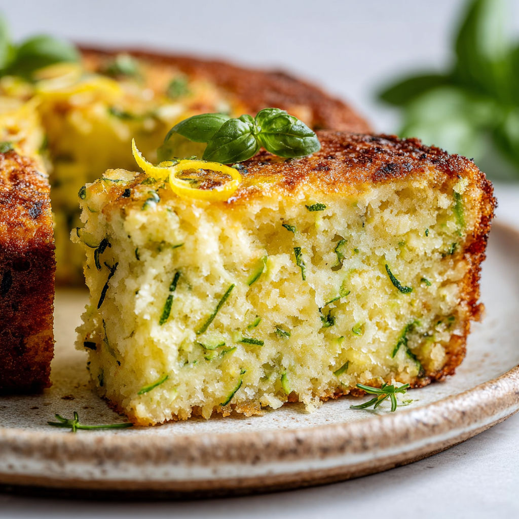 Part ultra moelleuse à la courgette, ricotta et citron.