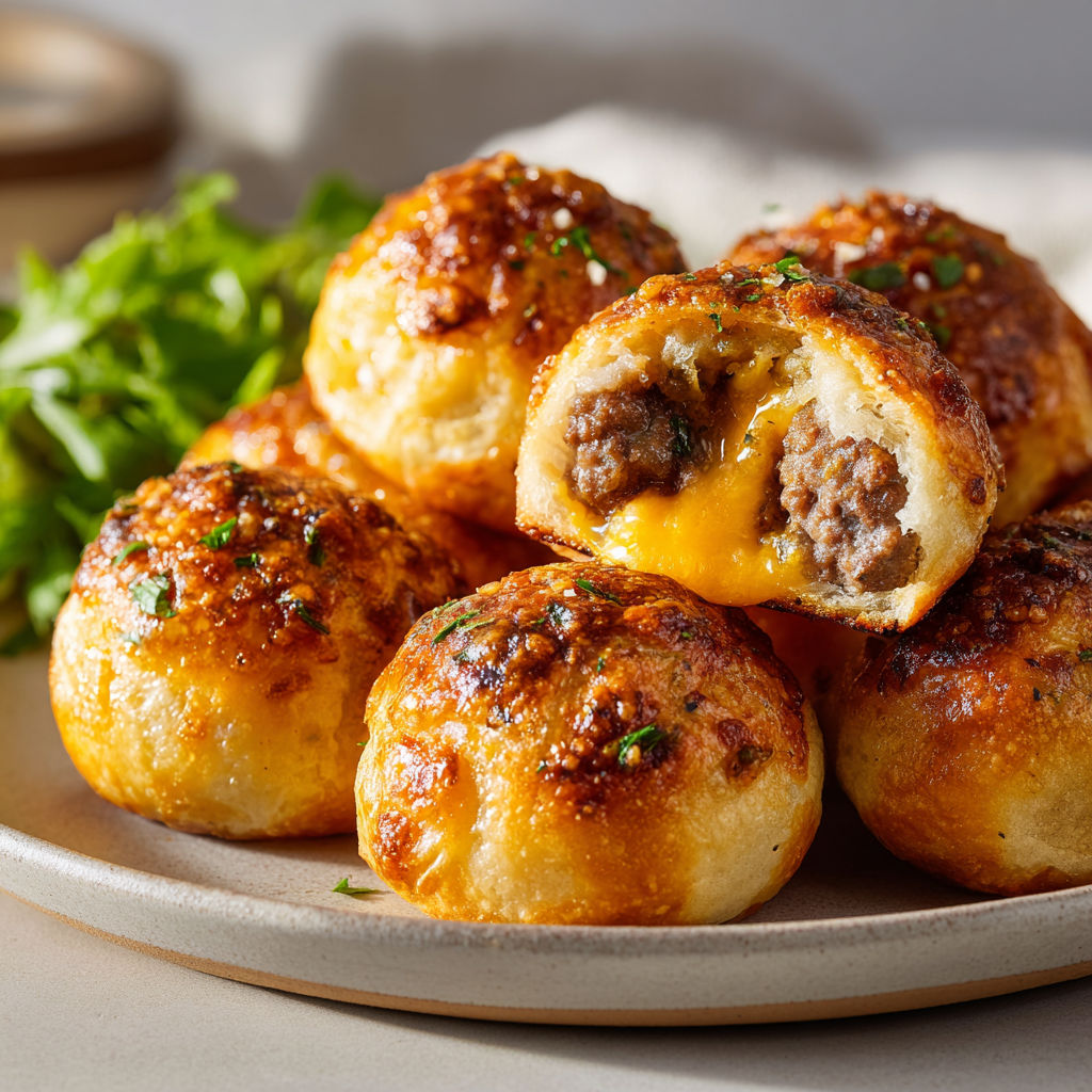 Assiette de buns façon cheeseburger avec fromage et parmesan.