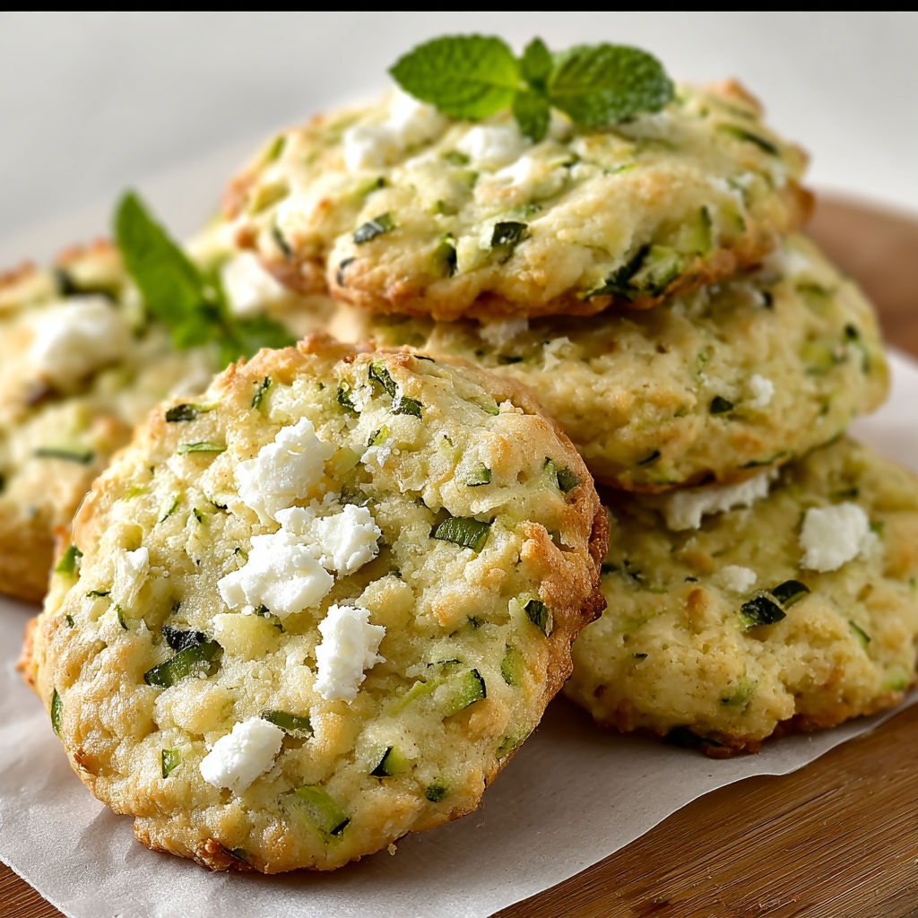 Petits biscuits feuilletés aux herbes et fromage frais sur une table.