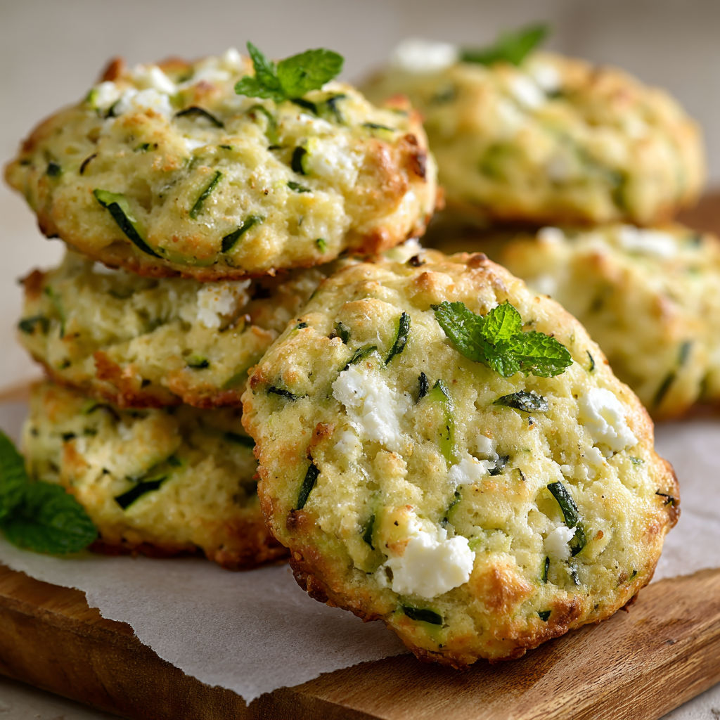 Une pile de biscuits à la courgette sur une table en bois.