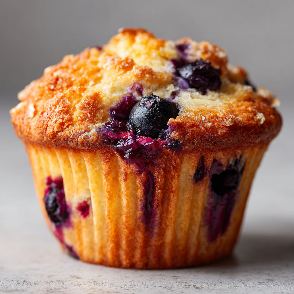 Un muffin moelleux aux myrtilles.