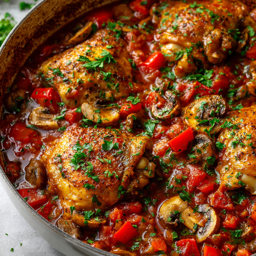 Un bouillon chaud au poulet avec des champignons et des feuilles d’épinard.