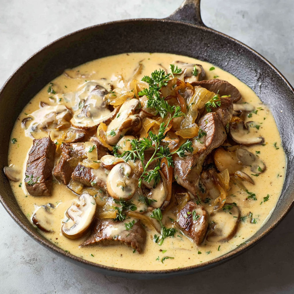 Un Bœuf Stroganoff version Alain Ducasse présenté dans un bol en fonte pour encore plus d’appétit.