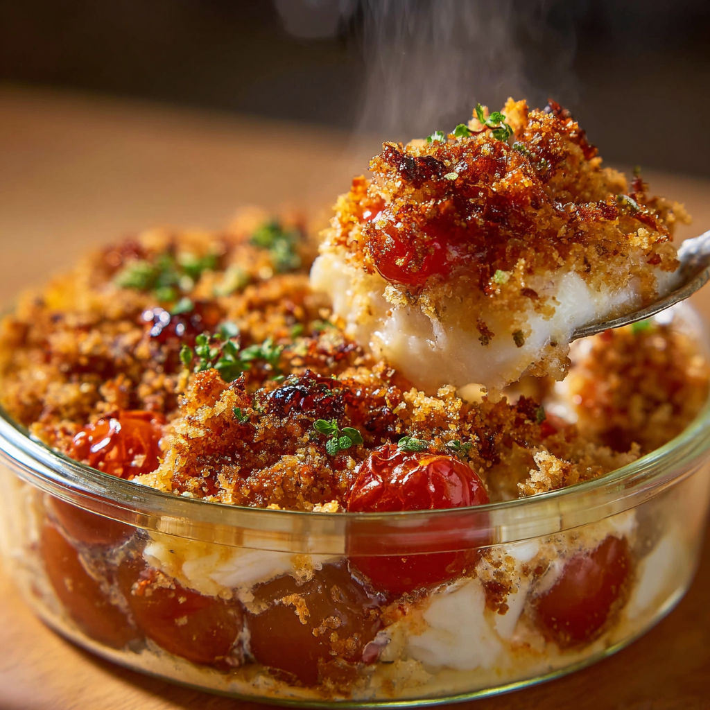 Un bol rempli d’une salade mêlant poisson, tomates et herbes fraîches.