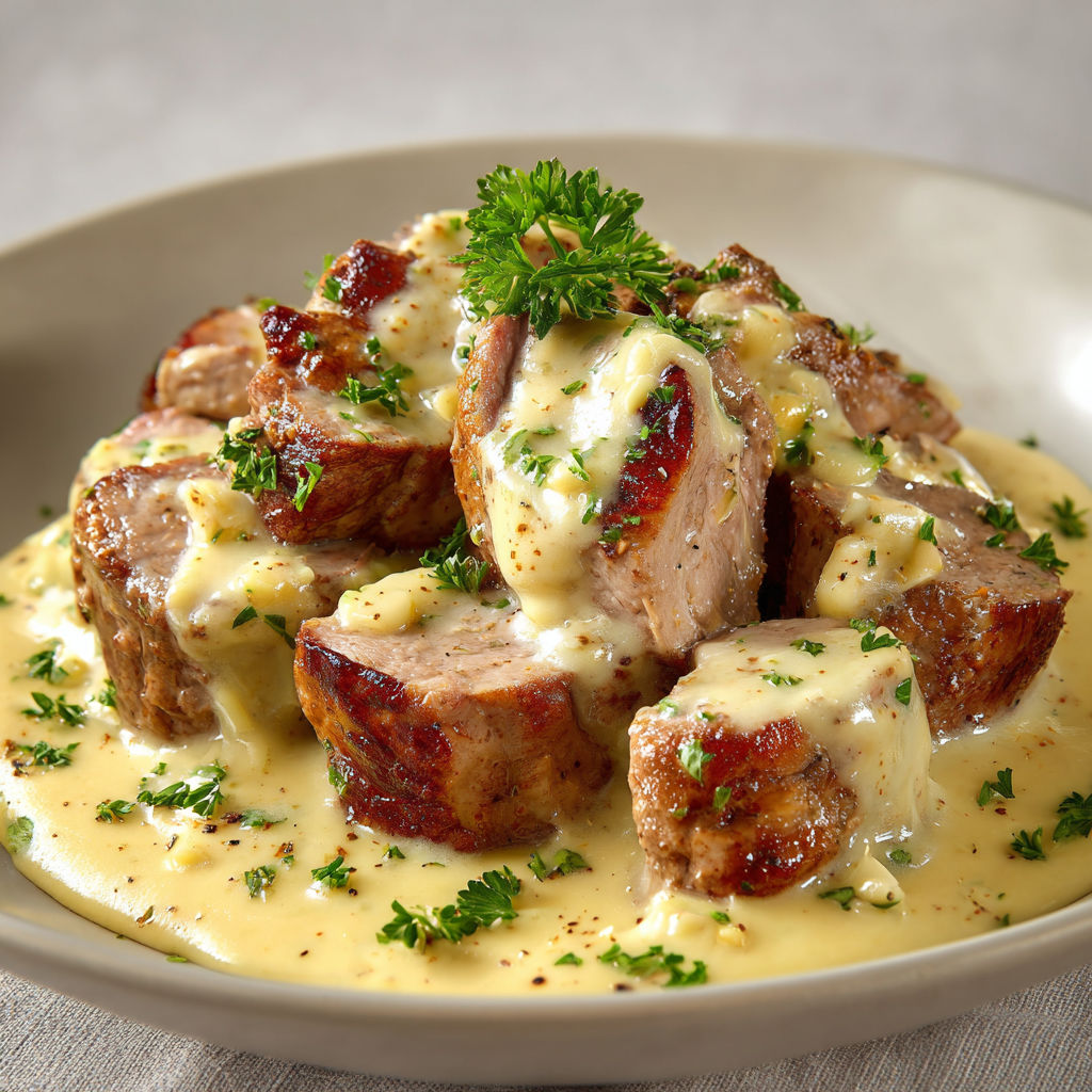 Un bol avec filet mignon au Reblochon, servi joliment.