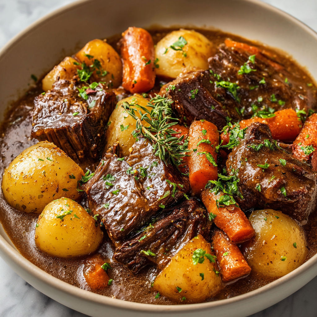Cocotte pleine de légumes, viande et pommes de terre sur table familiale.