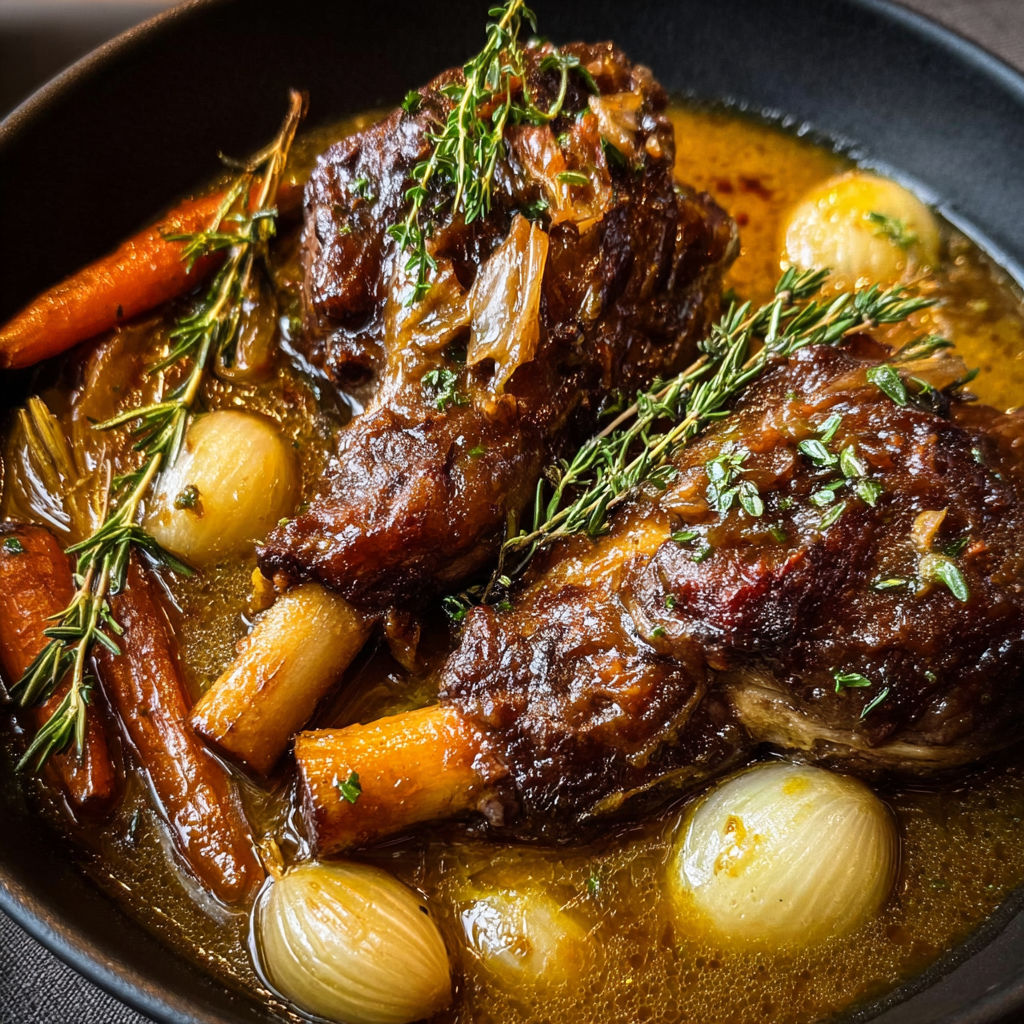 Un plat de souris d’agneau ultra fondantes à la cocotte avec du miel doux.