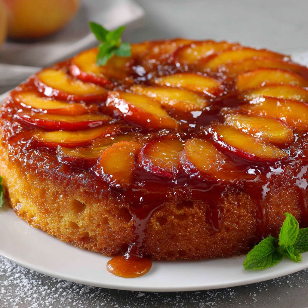 Une belle tarte de fruits rouges et jaunes, avec des herbes fraîches, présentée sur un plateau.