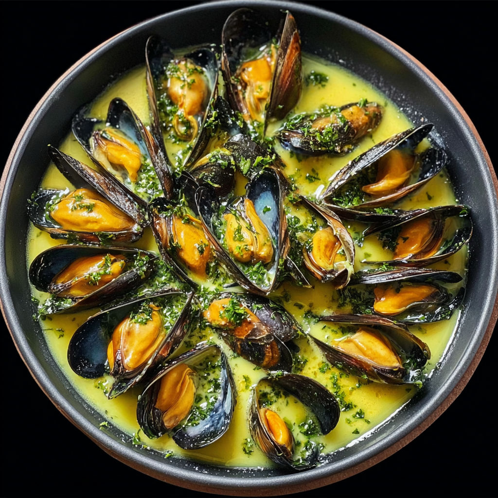 Assiette de Saint-Jacques avec herbes fraîches et légumes colorés.