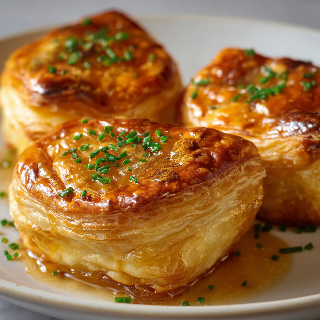 Chaussons au Foie Gras et Confit d'Oignon, ultra gourmands sur un plat chic.