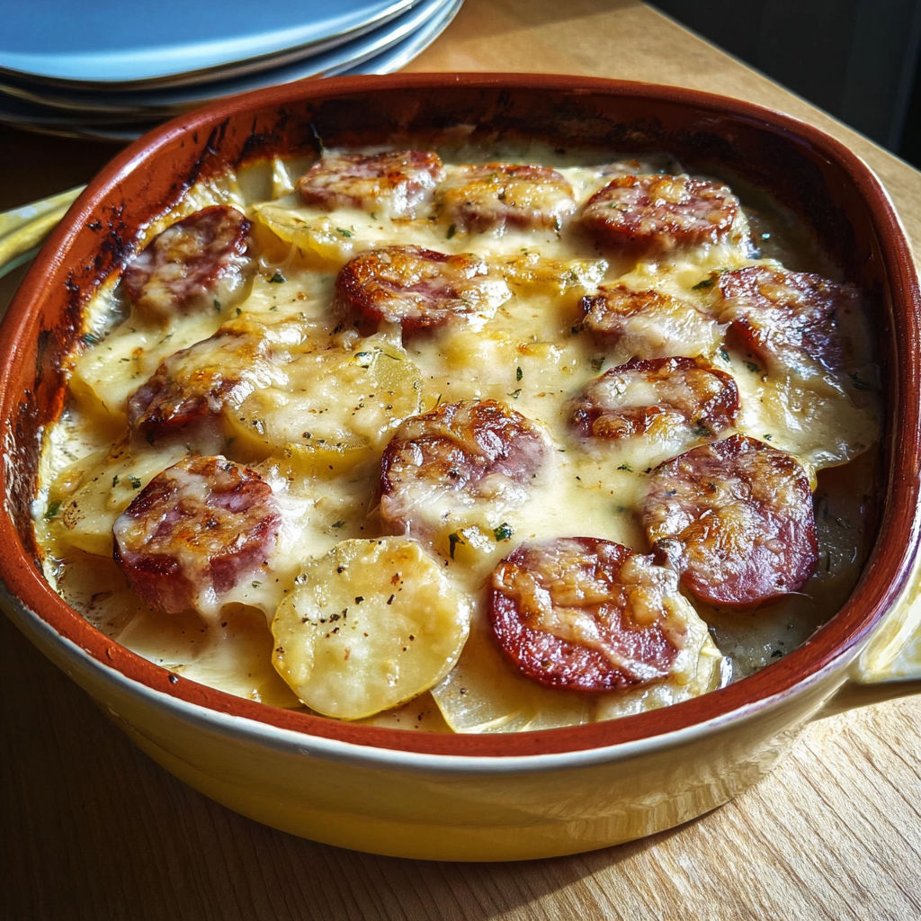 Une part de morbiflette du Jura posée sur une table en bois.