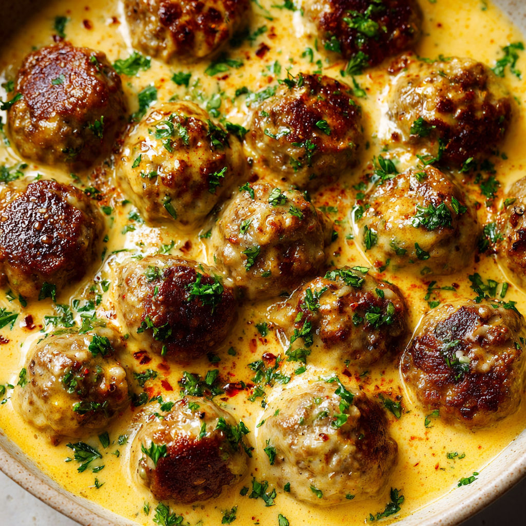 Des boulettes de viande moelleuses dans une sauce au lait maison.