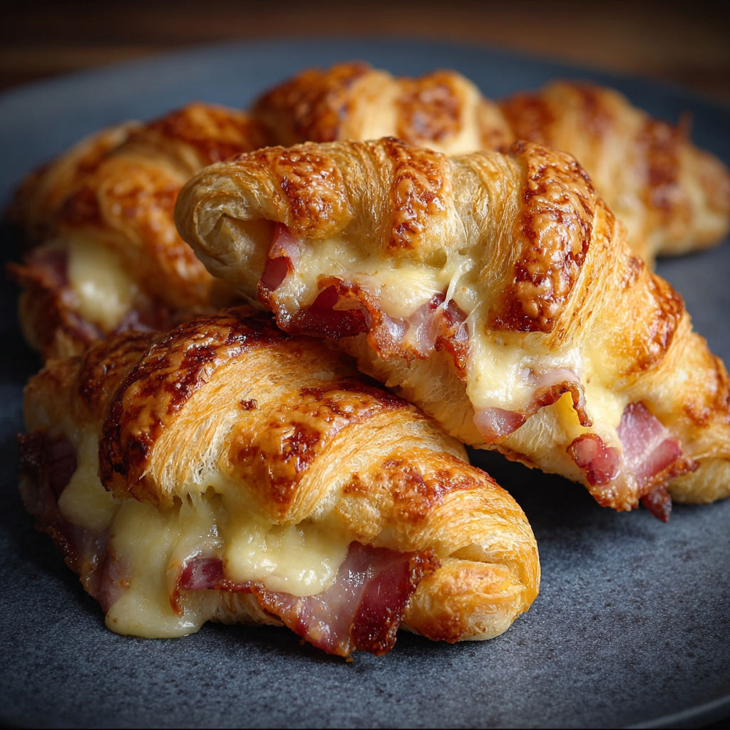 Croissants fromage-lardons dorés