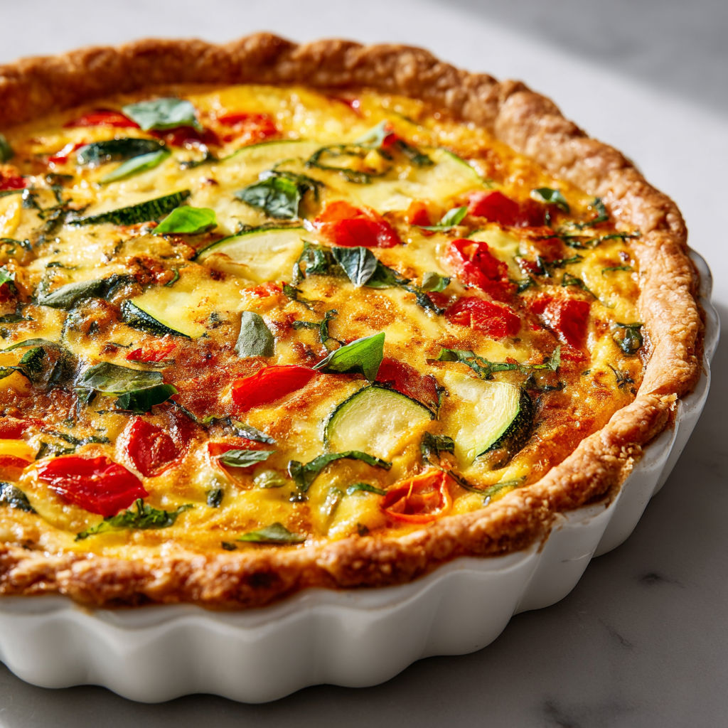 Quiche légère courgettes, tomates basilic