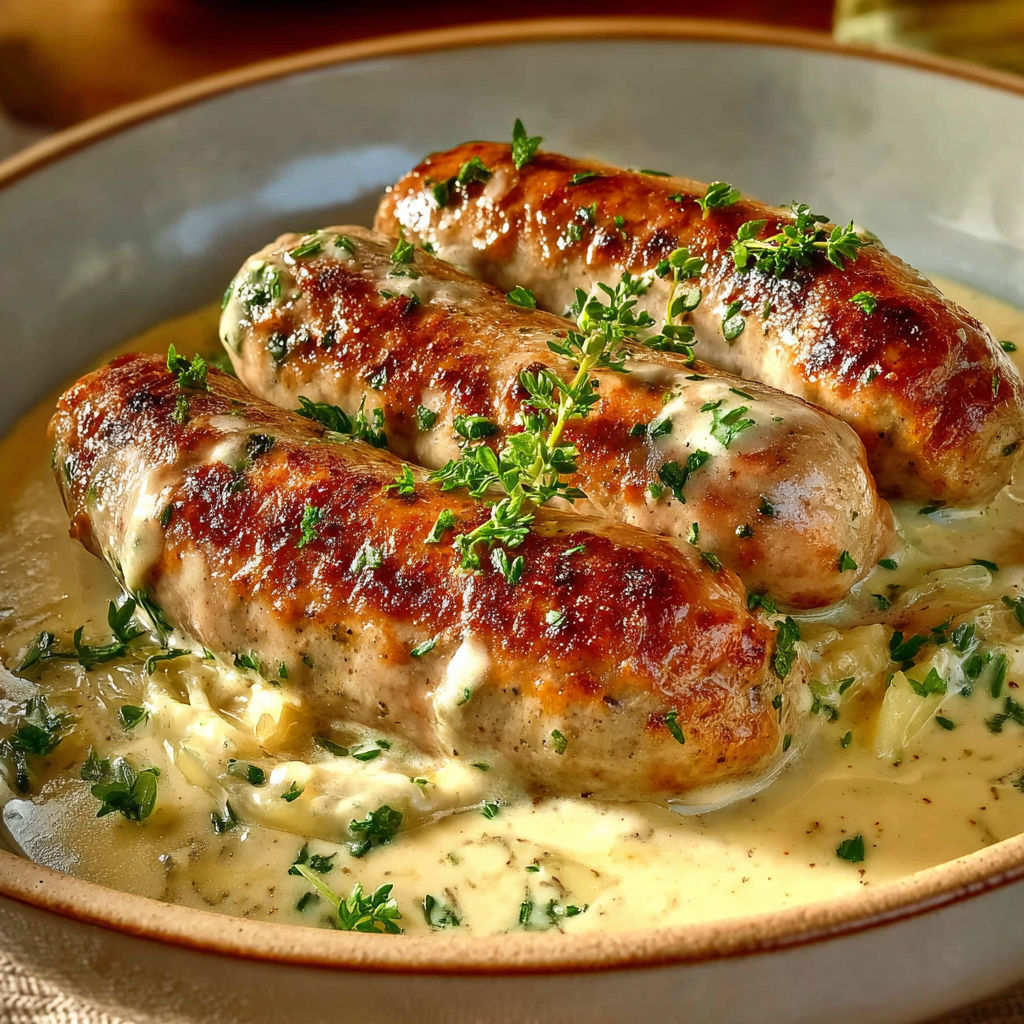 Andouillettes fondantes en sauce moutarde crémeuse