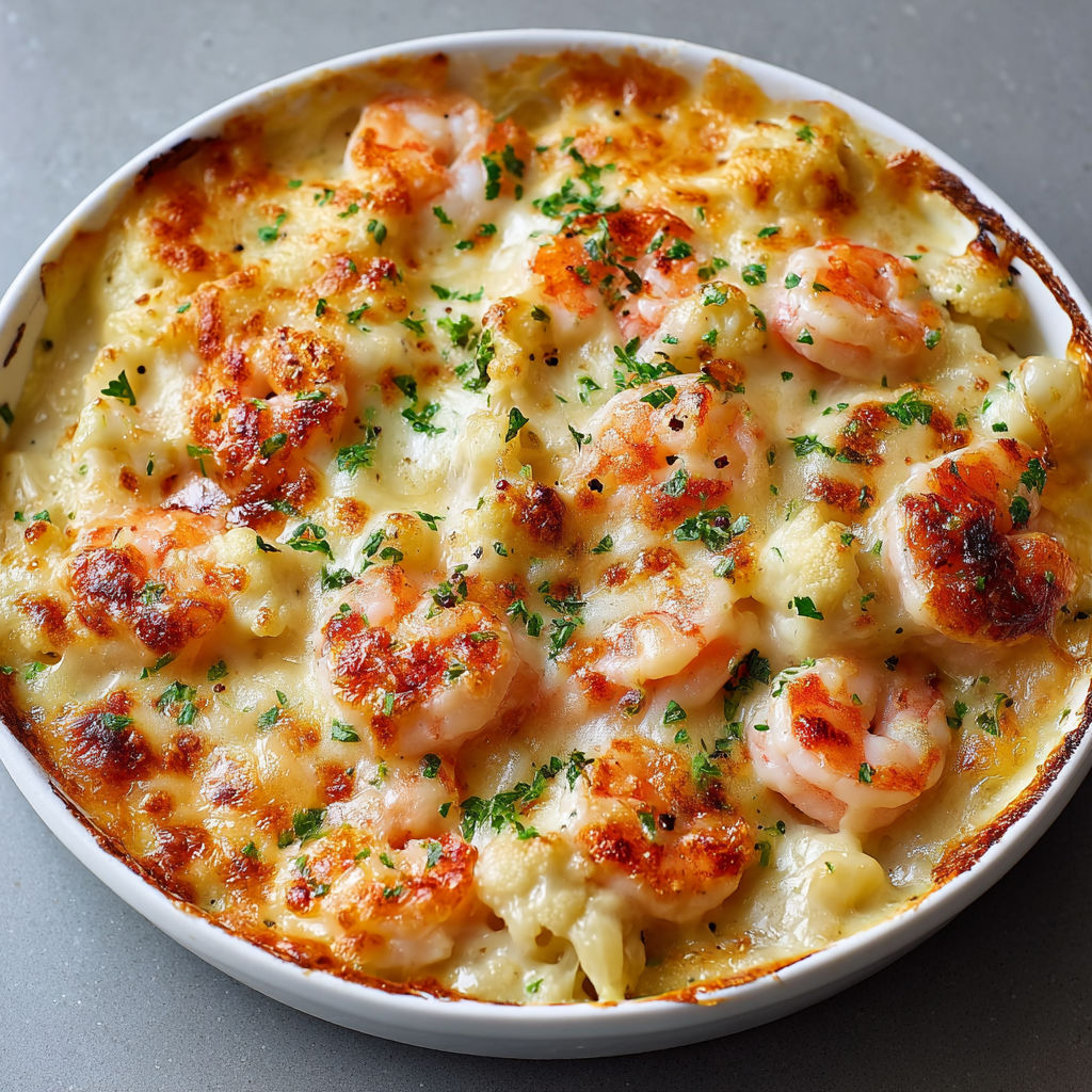 Gratin Fondant de la Mer Chou-fleur Crevettes Pétoncles