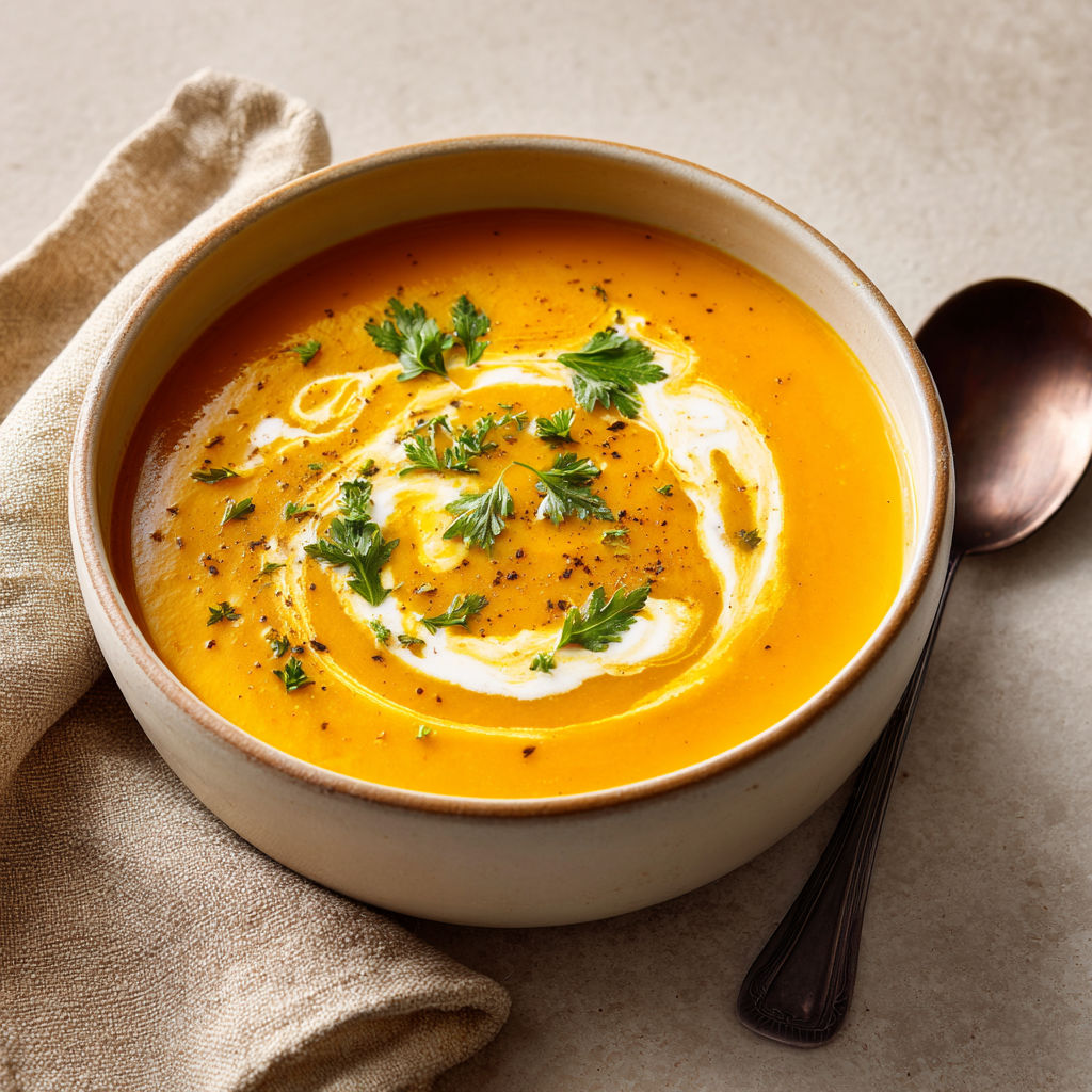 Velouté automnal tout doux au potimarron et châtaignes rôties.