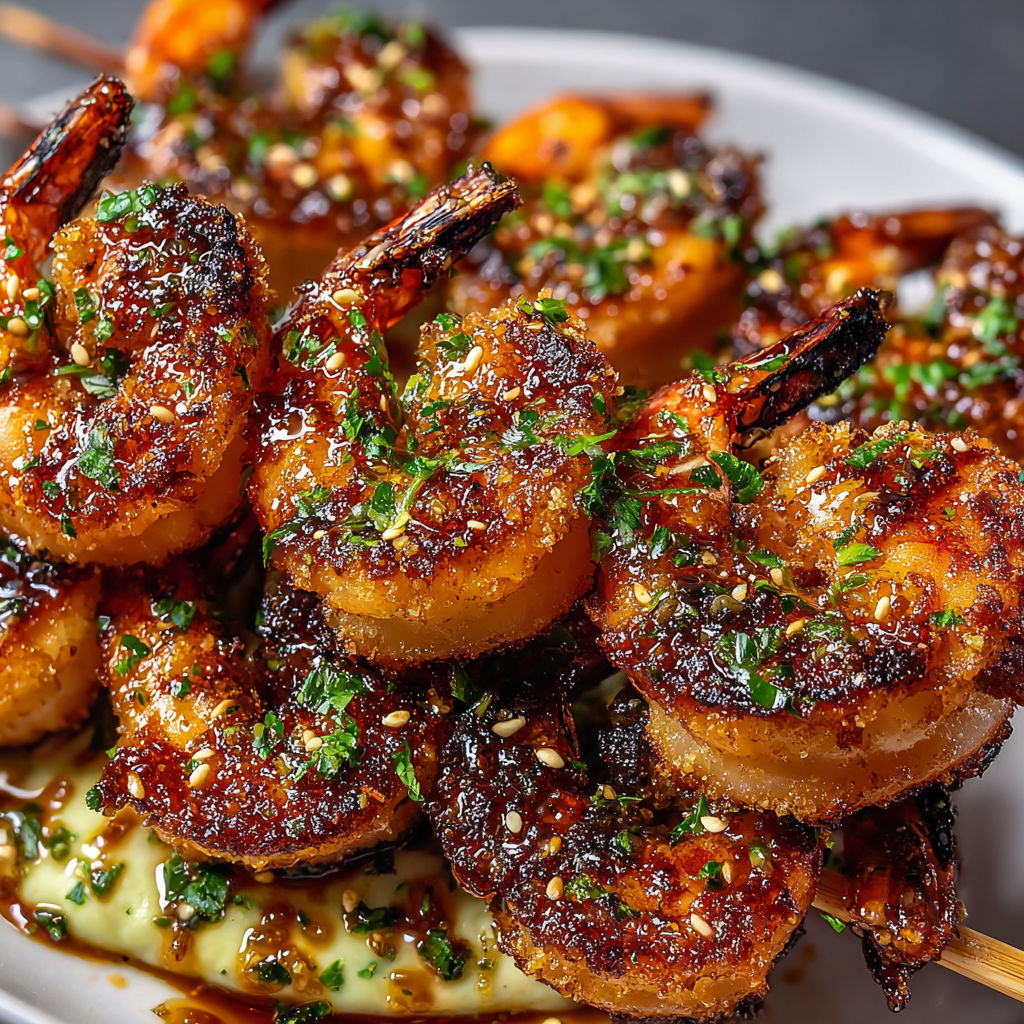 Brochettes de crevettes panées hyper croustillantes, plat à partager bluffant.