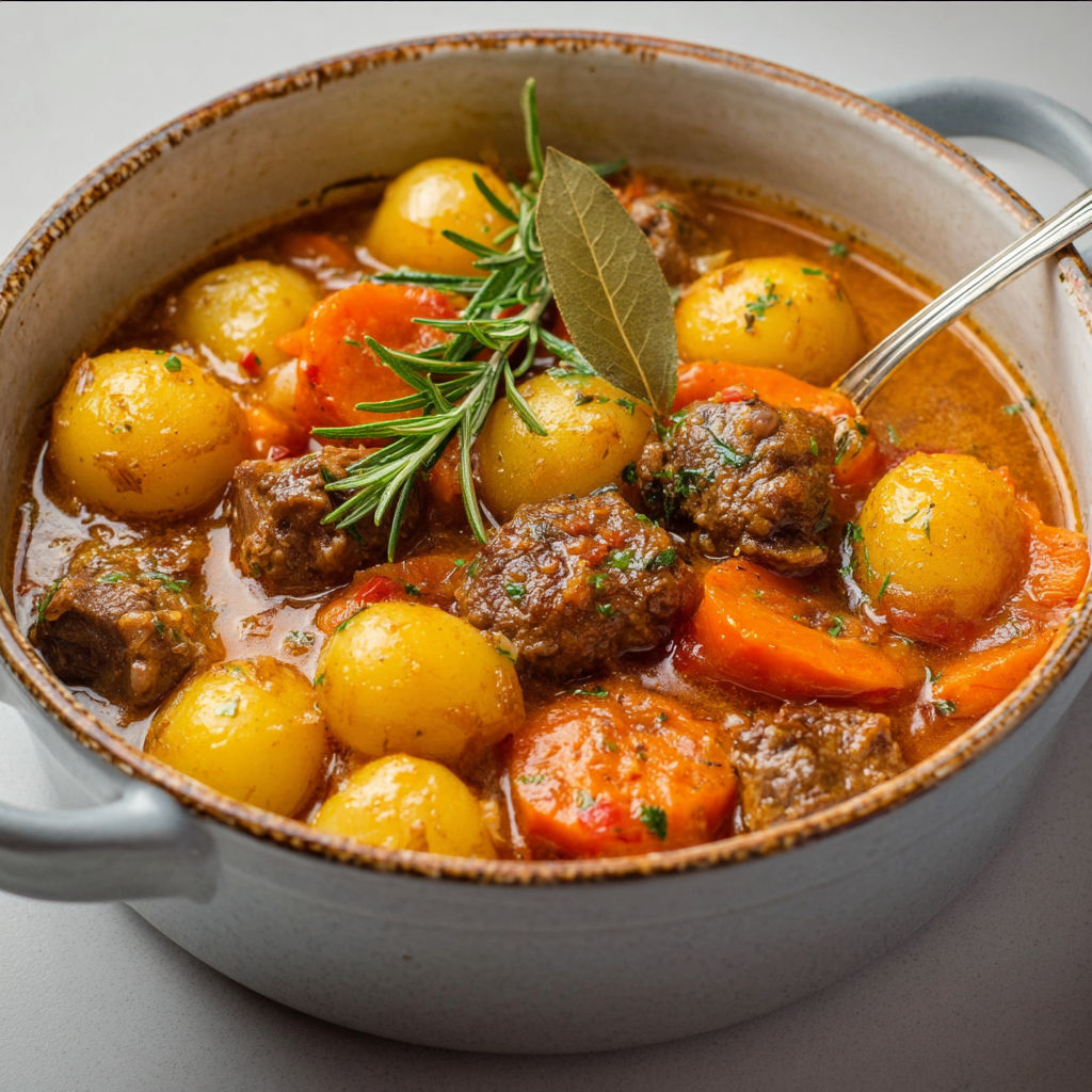 Délicieux Agneau Mijoté aux Légumes d’Automne : Pommes de Terre et Carottes Gourmandes.