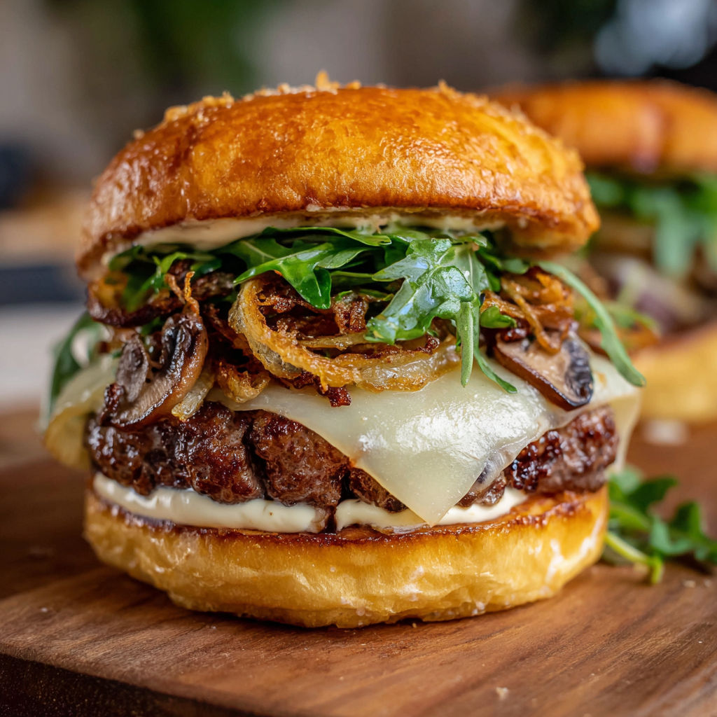 Burger d’Automne Extra-Gourmand : Poire, Champignons et Fromage Fondant.
