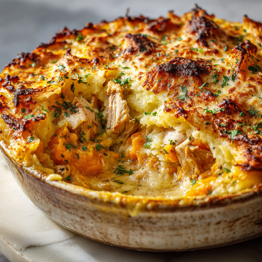 Délicieux Parmentier de Poulet façon automnale.