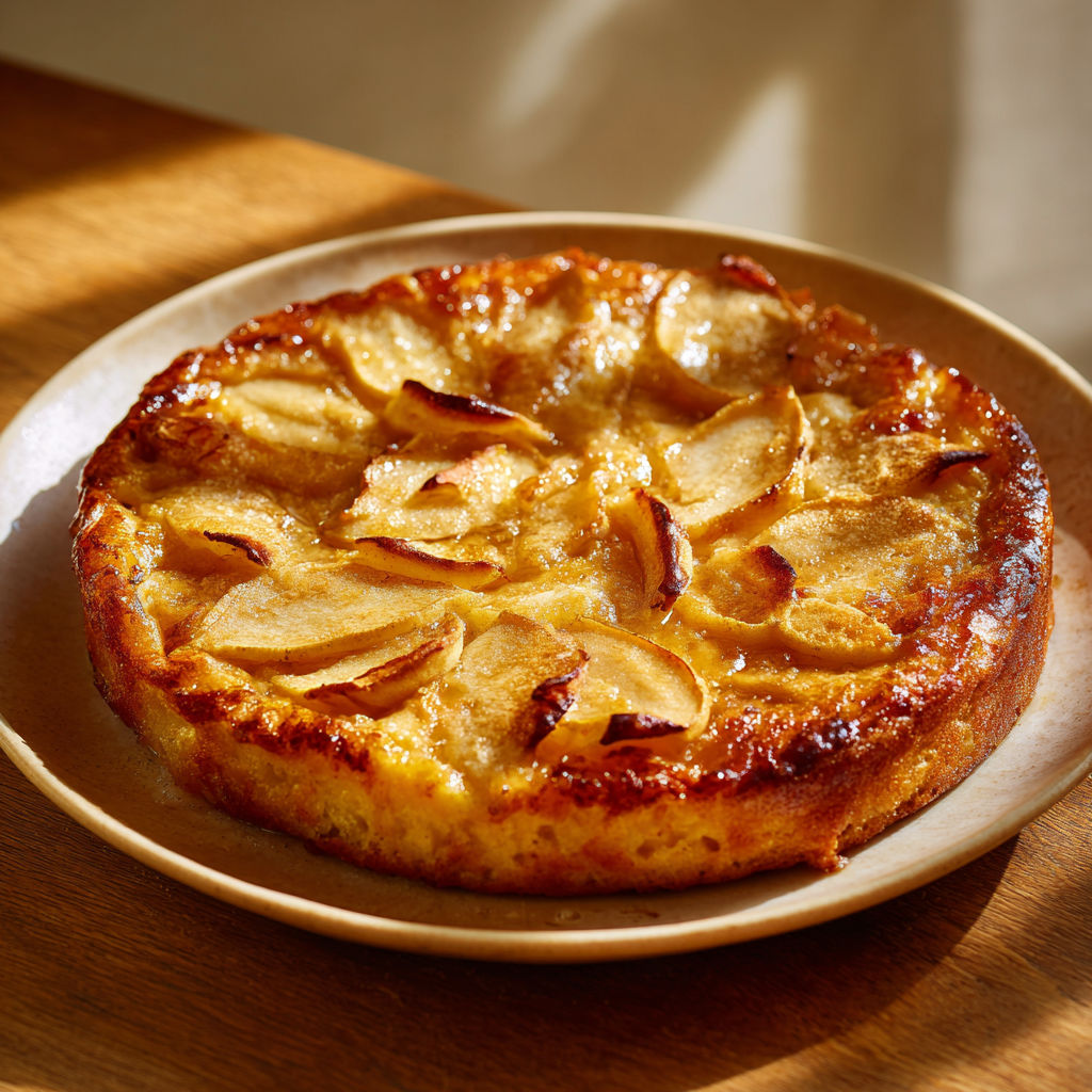 Gâteau à la Poêle aux Pommes tout moelleux et doré.