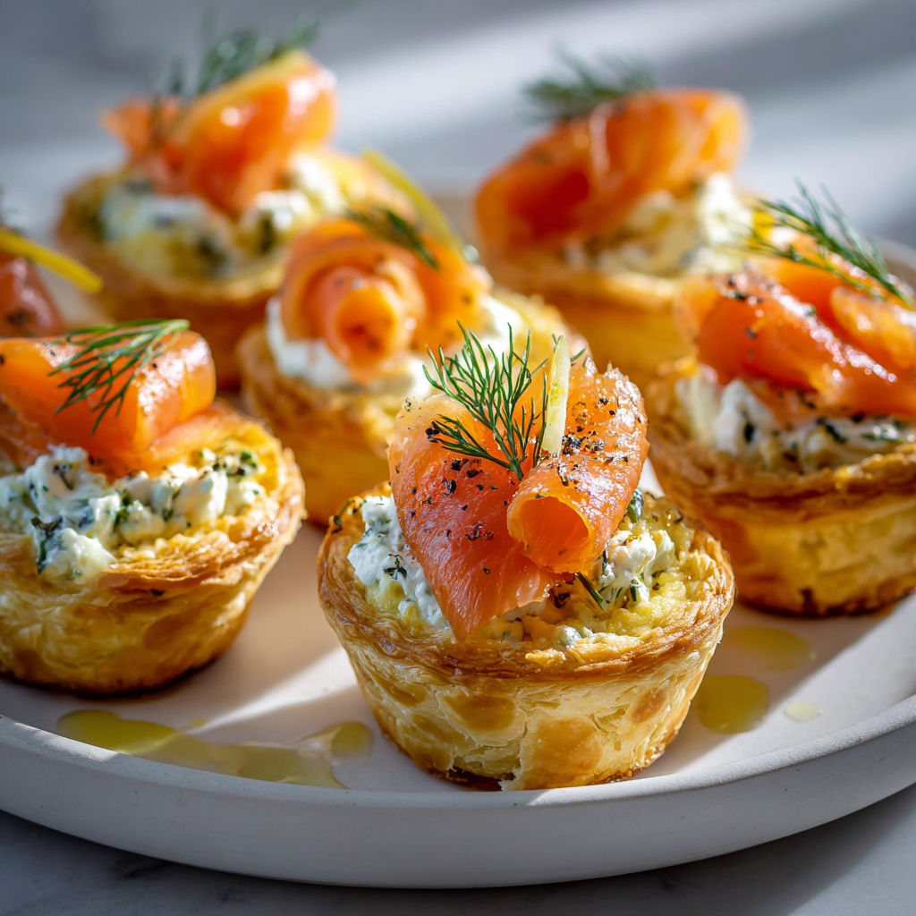Tartelettes au Saumon Fumé et Fromage Frais, parfaites en apéritif raffiné.