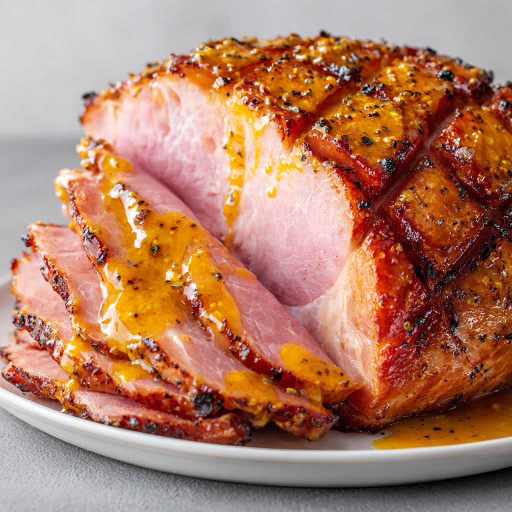 Jambon Doré à la Moutarde, Miel et Clous de Girofle.