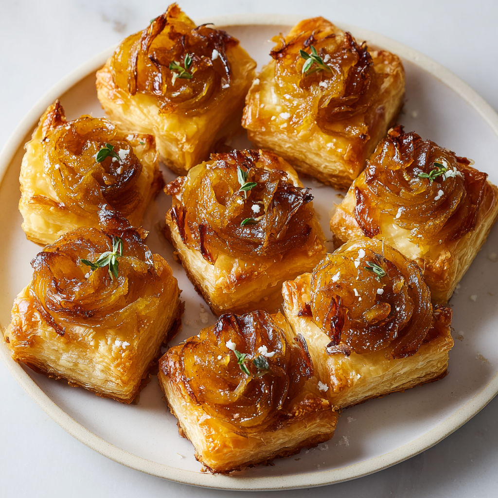 Bouchées Dorées et Fromage Coulant aux Oignons Doux.