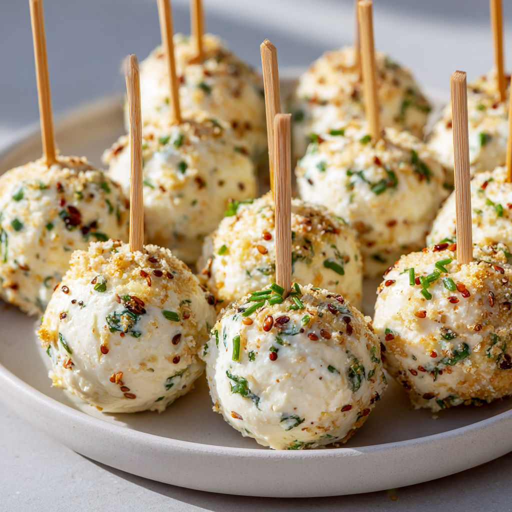 Des petites bouchées cake pops au thon, fromage et citron sur une assiette.