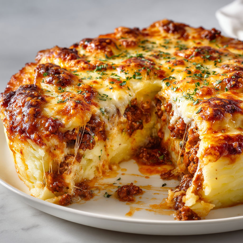 Gratin gourmand de purée et viande hachée.