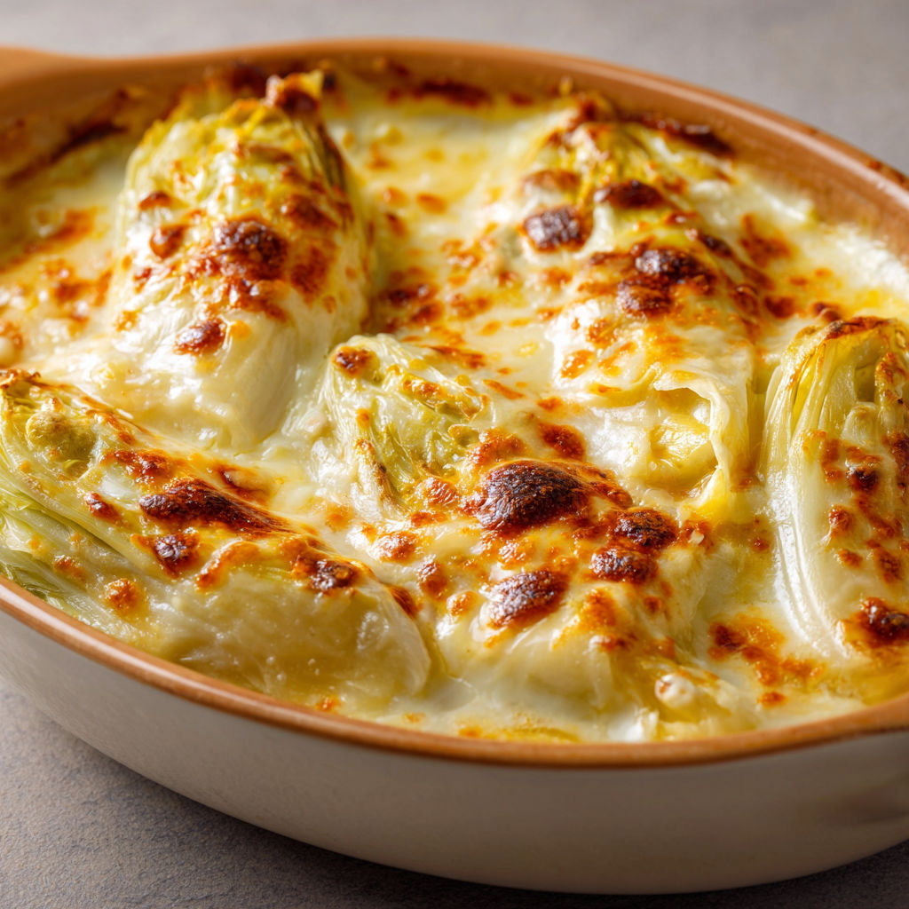 Gratin d’endives tout doux au Maroilles.