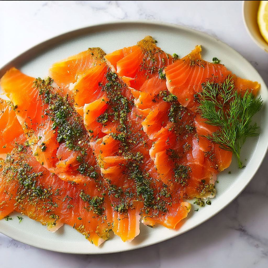 Gravlax de saumon maison aux parfums du nord.