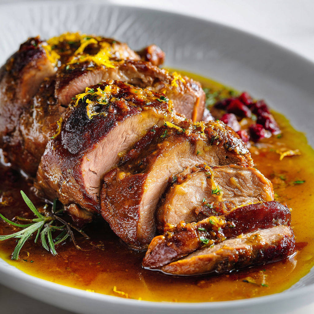 Agneau tendre et épicé servi joliment sur plat en porcelaine.