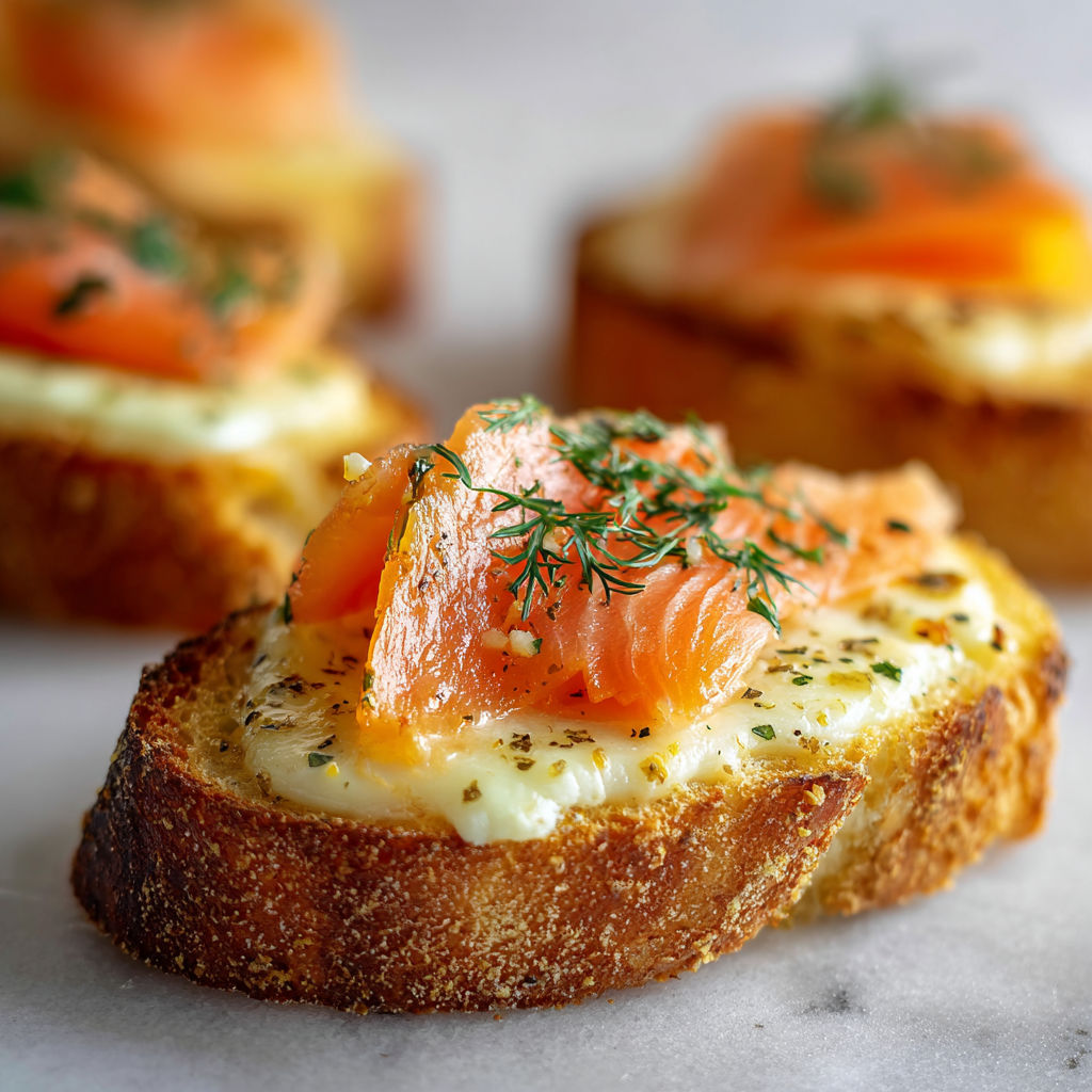 Une tartine dorée surmontée de saumon fumé et d’herbes fraîches.