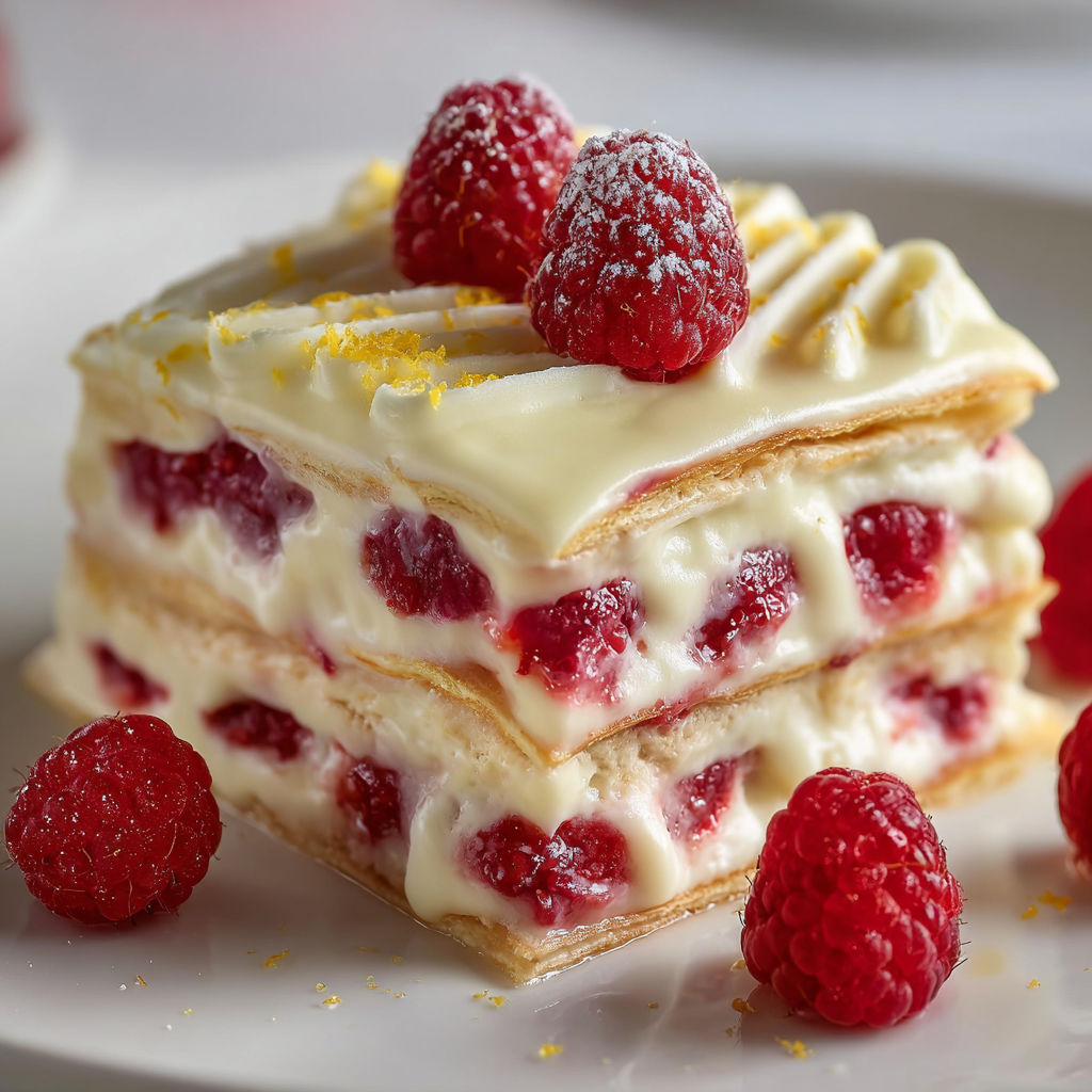 Lasagne Douceur Chocolat Blanc et Framboises.