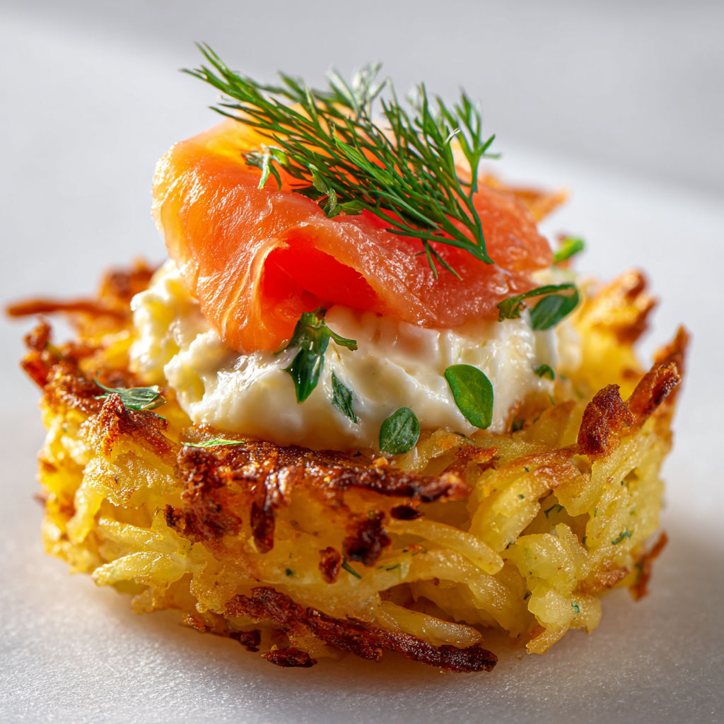 Mini-Röstis Irrésistibles au Saumon Fumé et Fromage Frais.