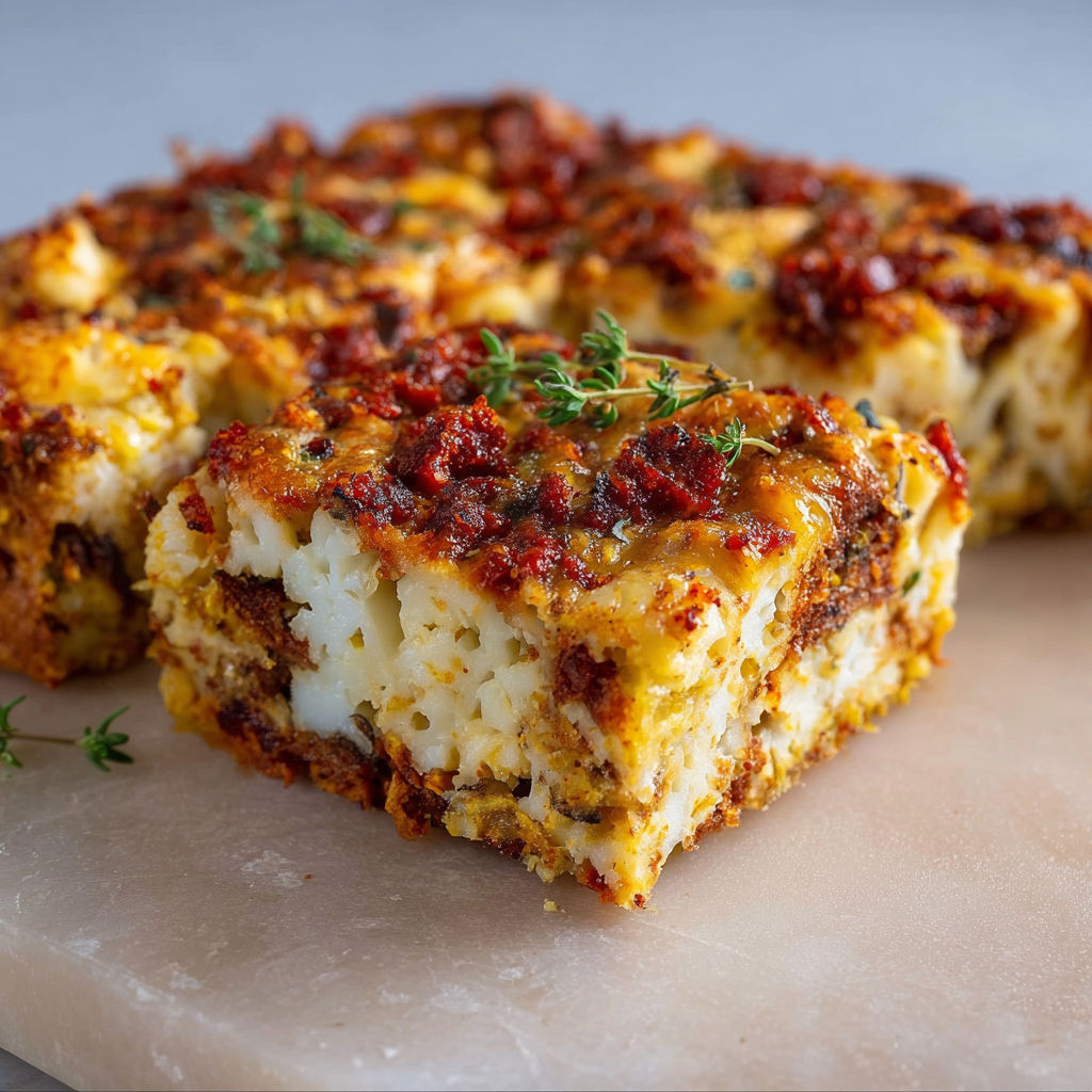 Gourmand carré chou-fleur & chorizo, hyper moelleux.