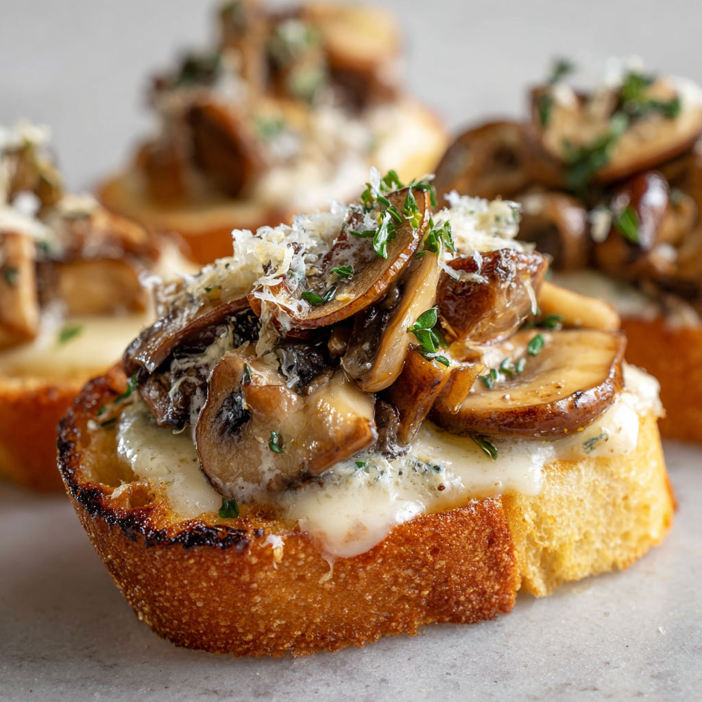 Pain à l’Ail Gourmand aux Champignons et Crème Onctueuse.